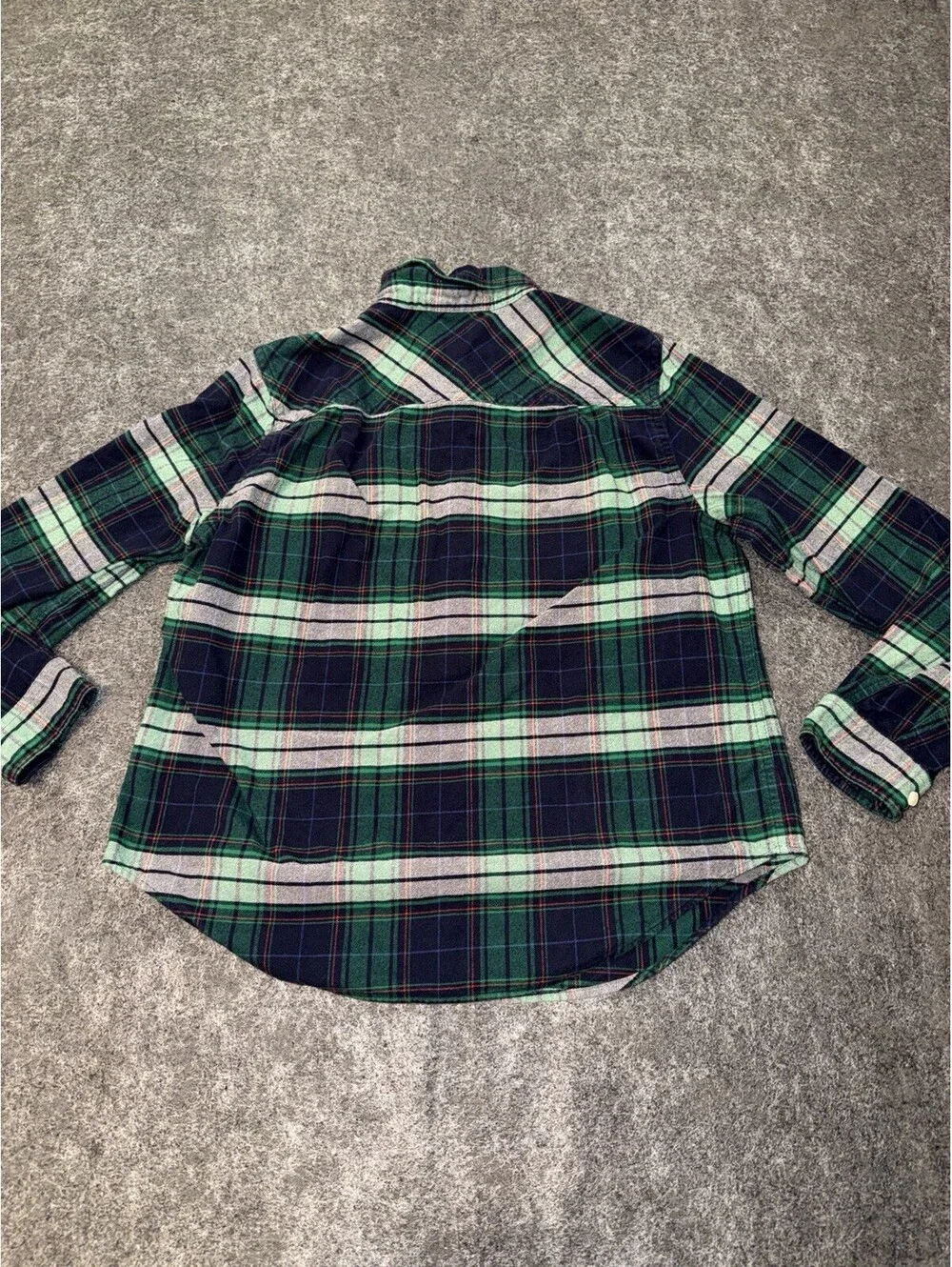 J.Crew Plaid Flannel Quarter Zip Shirt Men’s Medium Green Navy 100% Cotton